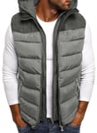 FEOYA Veste Matelassée sans Manche Homme Coton Gilet Doudoune à Capuche Hiver Chaud L Manteaux Blouson sans Manches Rembourré Grande Taille Gilet avec Capuche Poche Gilet Bicolore Zippé Légère Gris