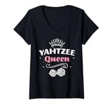 Womens Yahtzee Queen Game Night Dice Game V-Neck T-Shirt