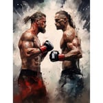 Artery8 Cage Fight Oil Paint Artwork Combat Mixed Martial Arts Boxing Wrestling Large Wall Art Poster Print Thick Paper 18X24 Inch