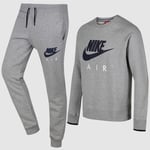 Nike Mens Crew Neck Tracksuit Grey Cotton - Size X-Large