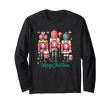 Preppy Pink Nut cracker Merry Christmas Cute Xmas Nutcracker Long Sleeve T-Shirt