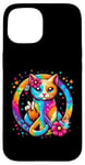 iPhone 15 Funny Cat Tie Dye Peace Sign Hand Funny Boys Kids Girls Case