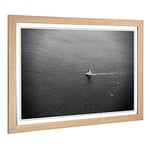 Big Box Art Framed Print of Sailboat Alone in The Sea Design | Wall Art Picture | Home Decor for Kitchen, Living, Dining Room, Bedroom, Hallway, Office, Oak, A2 / 24.5x18 Inch / 62x45cm