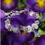 Bracelet - Perles de Verre de Murano Violet - Argent 925 - Haute Qualité