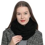 DonDon Écharpe femme hiver Écharpe tube snood Écharpe en laine Tour de Cou Cache cou - Noir