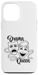 Coque pour iPhone 13 Pro Max Masques de théâtre comédie et tragédie Drama Queen Black Line