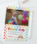 10 Personalised Photo Thank You Cards Rainbow Birthday Thank You Notes Children