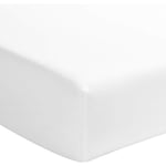 Terre De Nuit - Drap housse blanc 100% satin de coton bonnet 40 cm 180x200 cm