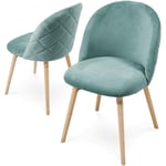 Helloshop26 - Lot de 2 chaises de salle à manger en velours pieds en bois hêtre style moderne chaise scandinave pour salon chambre cuisine bureau