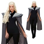 Ladies Medieval Thrones Grey Dragon Cape Queen Cosplay Fancy Dress Accessory UK