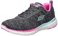 Skechers Women's Flex Appeal 3.0 Trainers, Black Black Mesh Pink Blue Trim Bkmt, 5 UK