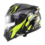 Casque intégral Moto Crash Casque Bluetooth modulaire Systèmes de Communication d'interphone intégrés Visière WiFi/Enregistreur vidéo Casques de Moto modulaires rabattables pour 8 Coureurs-C||XL