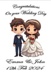 Personalised Cute Bride & Groom ON YOUR WEDDING DAY A5 Matt White Greetings Card