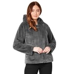 CityComfort Manteau en Peluche Zippé Femme avec Capuche en Fausse Fourrure (Charbon, L)