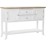 Pegane - Console Table console en bois de sapin et mdf coloris blanc/ naturel - Longueur 120 x Profondeur 36 x Hauteur 80.5 cm