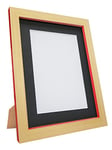 FRAMES BY POST Magnus Picture Photo Frame, Recycled Plastic, Beech and Red with Black Mount, 14 x 11 Image Size 12 x 8-Inch