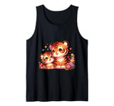 Cute Tiger Family Flowers Baby Tiger Tank Top