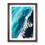 The Falling Blue In Abstract Modern Framed Wall Art Print, Ready to Hang Picture for Living Room Bedroom Home Office Décor, Walnut A3 (34 x 46 cm)