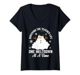 Womens Surviving The Teacher Life One Meltdown At A Time V-Neck T-Shirt