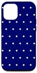 iPhone 12/12 Pro Case, Navy Blue Phone Cover, Blue and White Polka Dots Phone Case