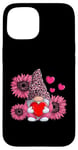 iPhone 15 Cute Pink Gnome Sunflower Valentines Day Case