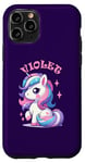 Coque pour iPhone 11 Pro Motif licorne violet pour fille