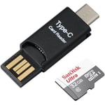 SanDisk Ultra Micro SD 32 Go - Classe 10 - 48 Mo-s & lecteur USB C OTG