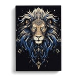 Leo Zodiac Line Art Canvas Print for Living Room Bedroom Home Office Décor, Wall Art Picture Ready to Hang, 30x20 Inch (76x50 cm)