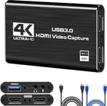 Carte De Capture Vidéo Hdmi 4k, Usb 3.0 1080p 60fps Enregistreur Vidéo Nintendo Switch Capture Card Pour Streaming Gaming Et Broadcasting, Fonctionne Avec Xbox Series X/S, Xbox One X/S, Ps4, (Noir)