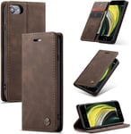 UEEBAI Wallet Case iPhone SE3 5G/iPhone 7/iPhone 8/iPhone SE2, Coffee Brown 