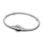 Pandora Moments Bracelet maille serpent en argent sterling avec fermoir en forme de rose, 21