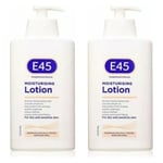 2x E45 Daily Moisturiser Lotion Pump for dry and sensitive skin 500ml