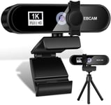 Webcam 1080P with con Microphone, Full HD Webcam PC Web Camera USB 2.0, Streaming Webcam Web Camera Noise Reduction for Mac Windows, Video Calls, Recording, Conference, Skype, Class FaceTime Youtube