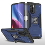 GOGME Case for Xiaomi Poco F3 Heavy Duty Army Case Premium Dual Layer Anti-Scratch Shockproof Hard PC Cover, with Kickstand & Flexible Ring Grip & Magnetic Car Mount Feature, Blue