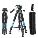 ZOMEi 188 cm Tripod Heavy Duty Tall Tripod Stand, Professional Travel Video Tripod Compatible with DSLR Cameras, Mobile Phones, Projector, Binoculars, Spotting Scope (Blue)