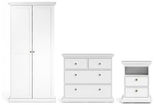 Tvilum Paris 3 Piece 2 Door Wardrobe Set - White