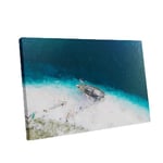 Stranded Ship On A Beach In Haiti Modern Art Canvas Wall Art Print Ready to Hang, Framed Picture for Living Room Bedroom Home Office Décor, 76x50 cm (30x20 Inch)