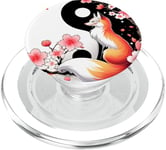 Kitsune Fleur de renard au design d'arbre Ying Yang Sakura PopSockets PopGrip pour MagSafe