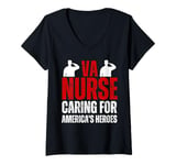 Womens VA Nurse Caring For American's Heroes Veterans Day Nurse V-Neck T-Shirt