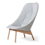 HAY - Uchiwa Quilted Lounge Chair Mode 002 Intaglio/ Remix 123/ Matt Lacquered Oak - Lenestoler - Doshi Levien - Grå - Lær/Tre/Tekstilmateriale/Skum/Plast