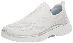 Skechers Womens Go Walk 6 - Glimmering Sneaker, White, 13