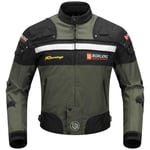 BORLENI Veste de Moto Hiver Coupe-vent, équipement de Protection Complet pour Moto avec 5 Protections, Vêtements de Moto pour Hommes et Dames, pour Automne et Hiver, Vert M