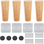 Lot de 4 Pieds De Meuble Bois,Pieds Coniques, Pieds De Table en Bois de Chêne Naturel Rond avec Vis pour DIY Meuble Sofa Fauteuil Canapé Lit Chaise Placards,Table De Nuit, Armoire, Tiroir(10 cm)