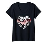 Womens Axolotls Are My Valentine Cute Axolotl Heart Valentines Day V-Neck T-Shirt