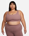 Nike Zenvy Rib Lang sports-BH uten innlegg med lett støtte til dame (Plus Size)