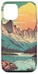 Coque pour iPhone 12/12 Pro Rocky Mountain Lake Vintage Paysage graphique