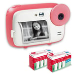 AGFA PHOTO Pack Realikids Instant Cam + 6 rouleaux Papier Thermique ATP3WH supplémentaires - Appareil Photo Instantané Enfant, Ecran LCD 2,4', Batterie Lithium, Miroir Selfie et filtre photo - Rose - Neuf