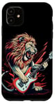 Coque pour iPhone 11 Costume de lion à bascule avec guitare électrique