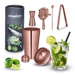 Relaxdays Set avec Shaker à Cocktails, INOX, kit Bar composé de 5 pièces, 500 ML, Accessoires pour Maison, Bronze