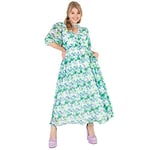 Lovedrobe Summer Dresses for Women Ladies Midi Sun Dress Faux Wrap Blue Flowers Size 24